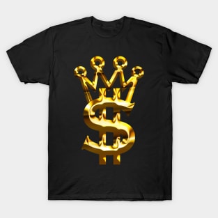 Gold dollar and king crown symbol T-Shirt